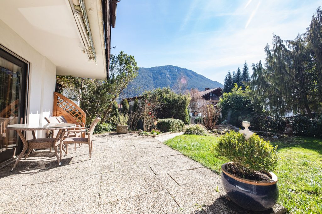 Terrasse in Ferienwohnung in Garmisch-Partenkirchen