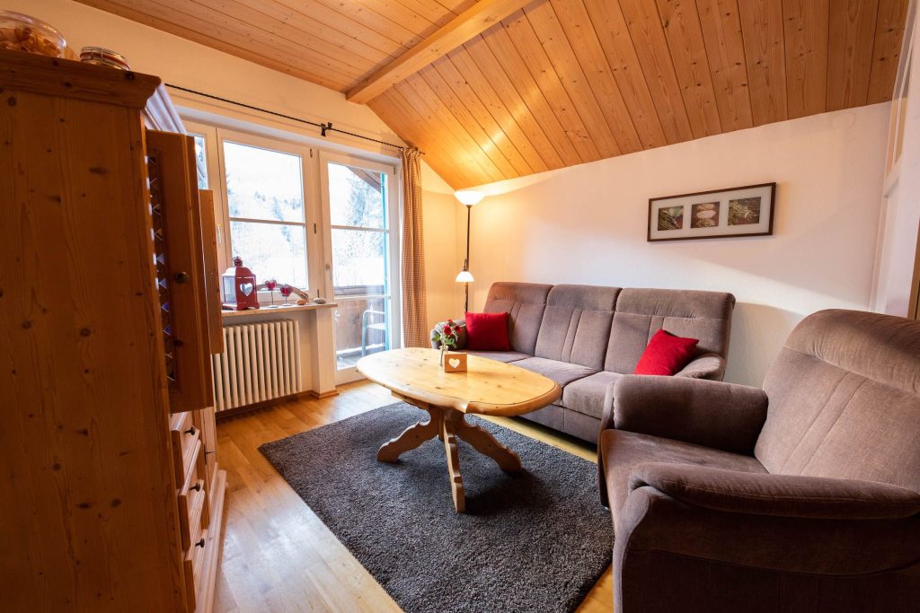 Sofa mit Teppich in Ferienwohnung in Garmisch-Partenkirchen