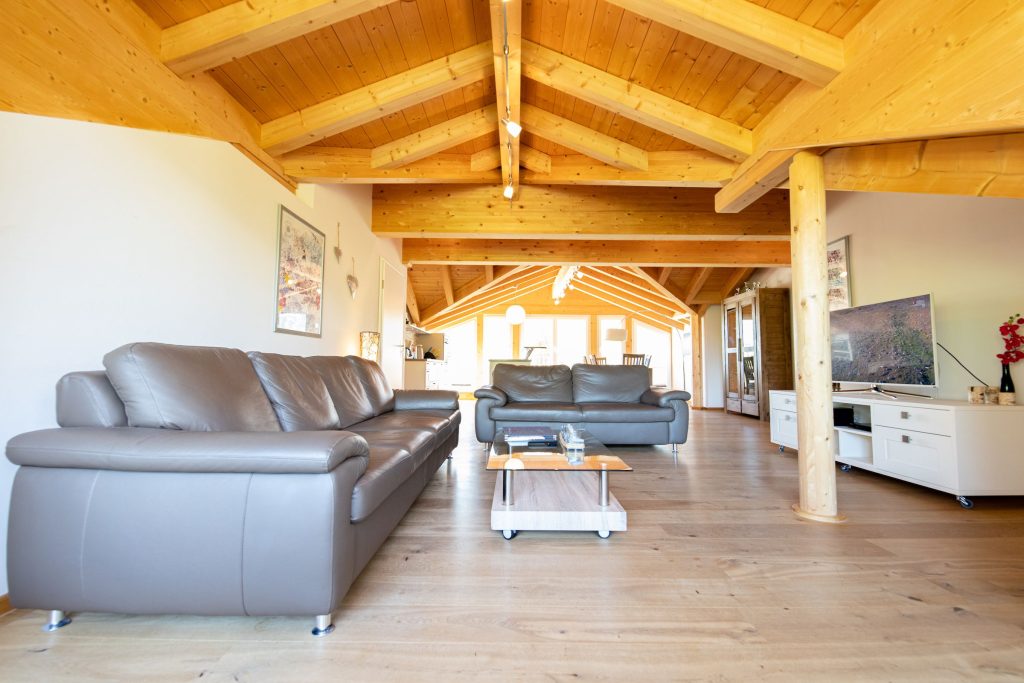 Sofas mit Fernseher in Ferienwohnung in Garmisch-Partenkirchen