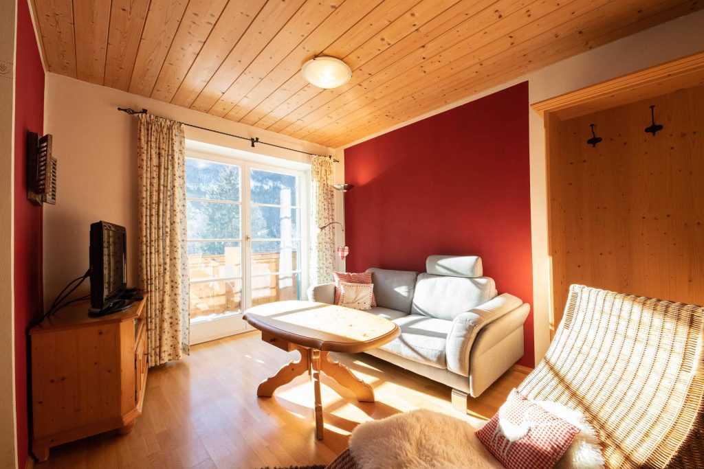 Wohnzimmer mit Sofa in Ferienwohnung in Garmisch-Partenkirchen